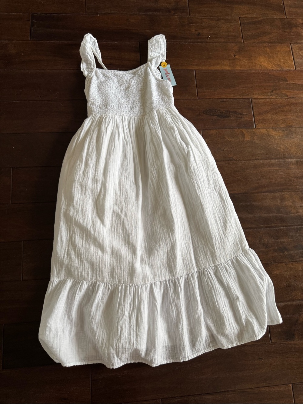 Cat & Jack White Smocked Sundress with Flutter Straps